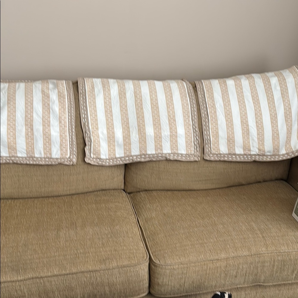 Striped Khaki & White Throw Pillow Covers